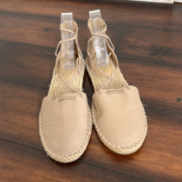 Eileen Fisher Leather Lace Up Espadrille Sandal Size 8.5 Boho Coastal - Picture 2 of 10